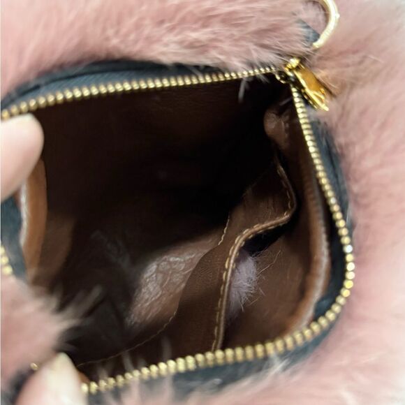 Dusty Rose Premium Real Fox Fur Wristlet/Phone Pouch/Crossbody & Fur Ball Charm - Picture 13 of 14